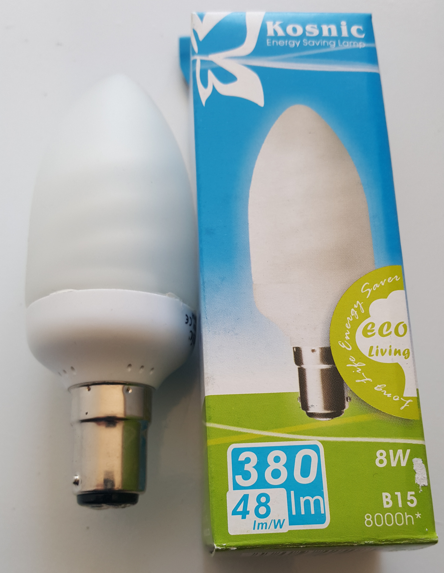 8W (40W) Small Bayonet SBC / B15 CFL Opal Candle Light Bulb - Beachcomber Lighting