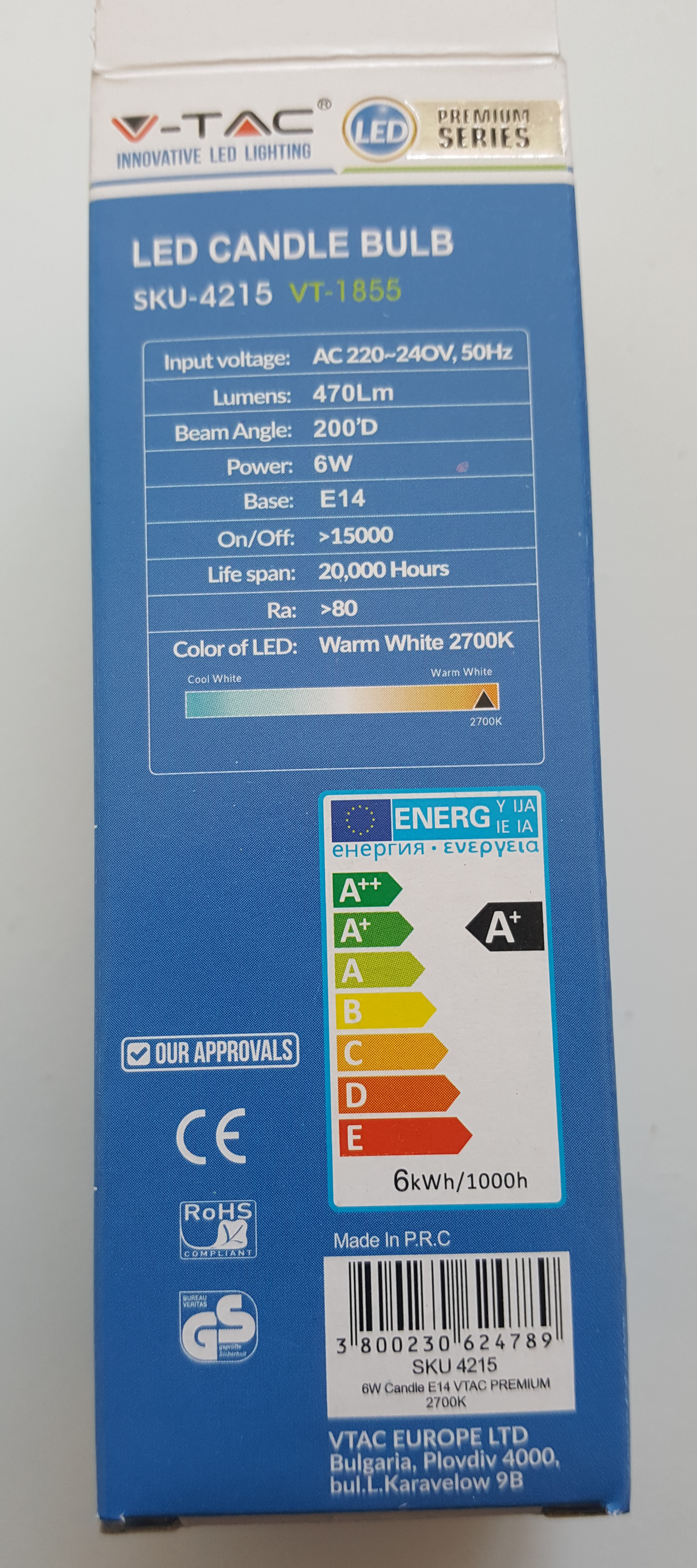 LED Candle 6W E14 Warm White - Beachcomber Lighting