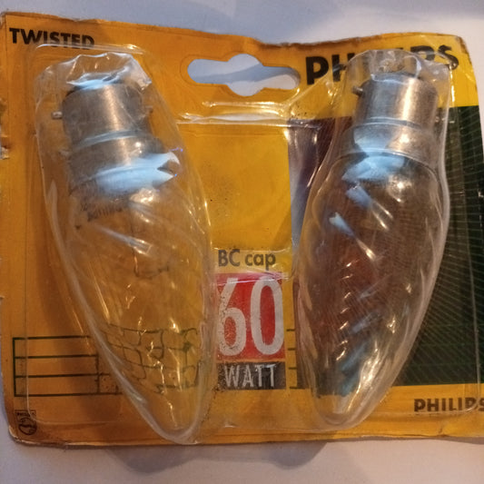 Philips twisted Candle 60watt  Clear BC / B22 twin pack