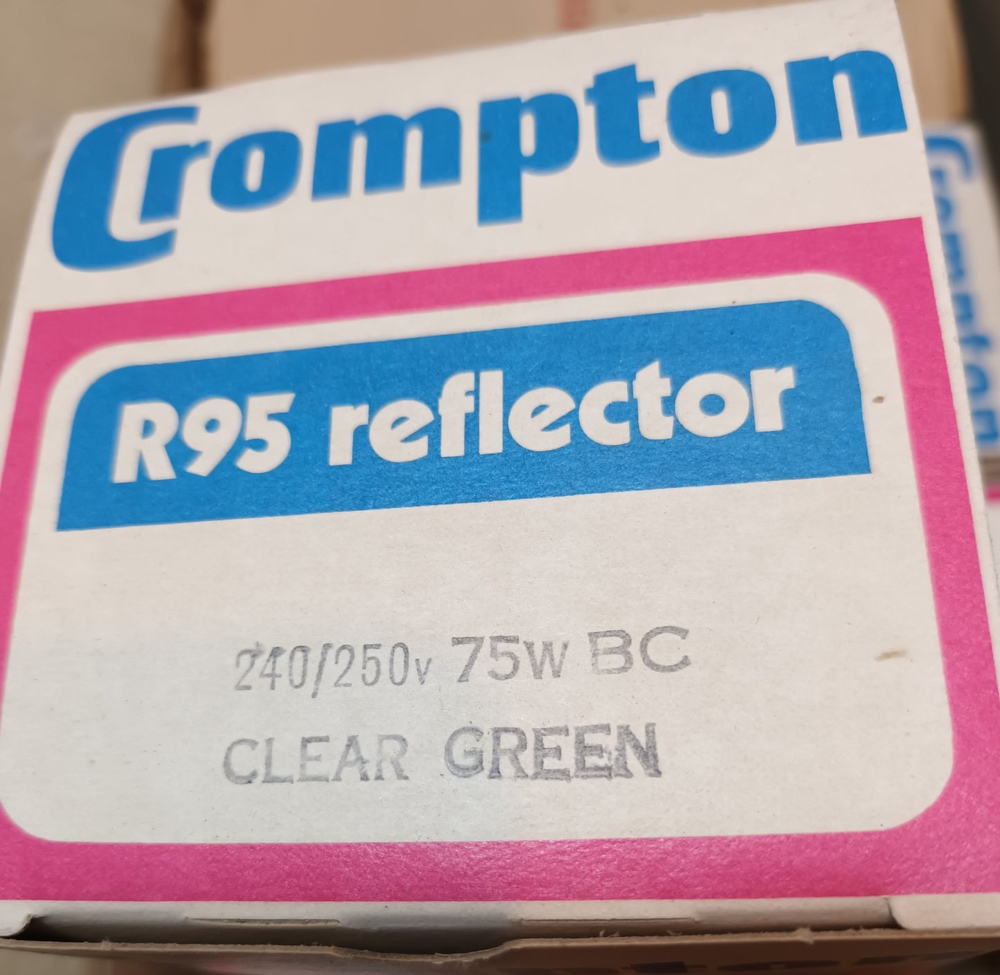 R95 Clear Green 75W BC / B22 Reflector By Crompton