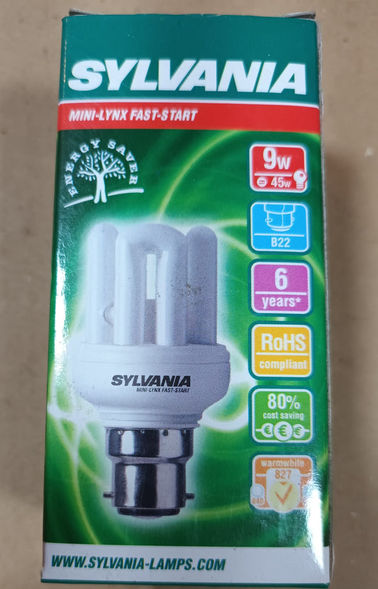 Sylvania CFL 9w BC / B22 warm white