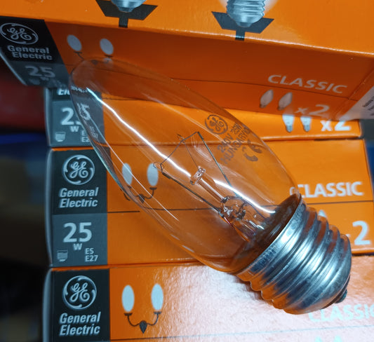 Candle 25watt Clear ES / E27 Twin Pack by GE from £2.30