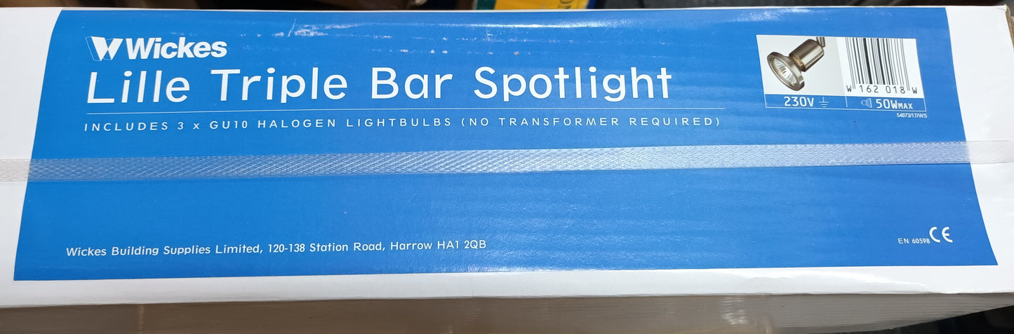 Triple bar spotlight fitting Brushed steel