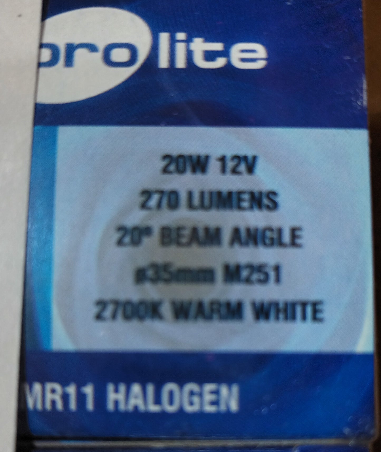 MR11 Low voltage halogen 12v 20w Dichroic  35mm warm white M251 by prolite