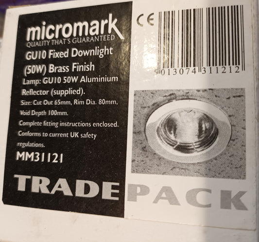GU10 Fixed Brass Finish Downlight by Micromark