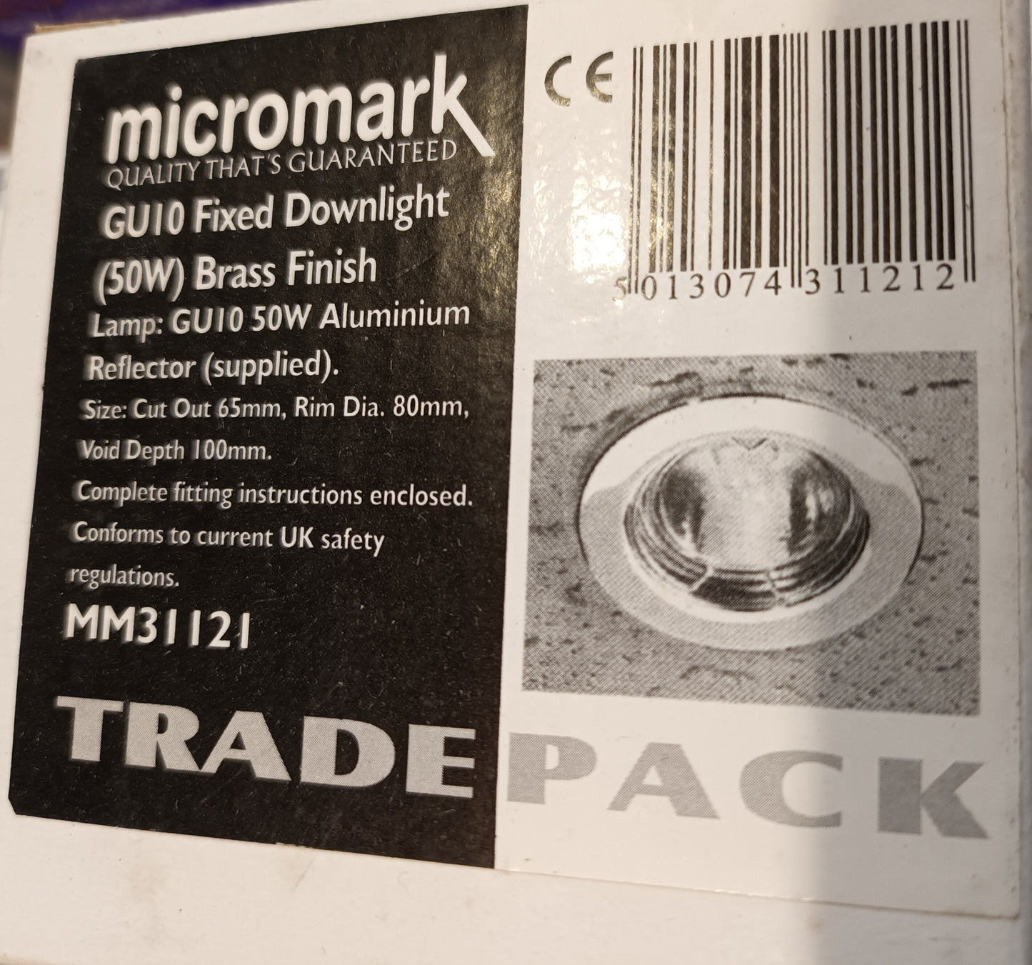 GU10 Fixed Brass Finish Downlight by Micromark