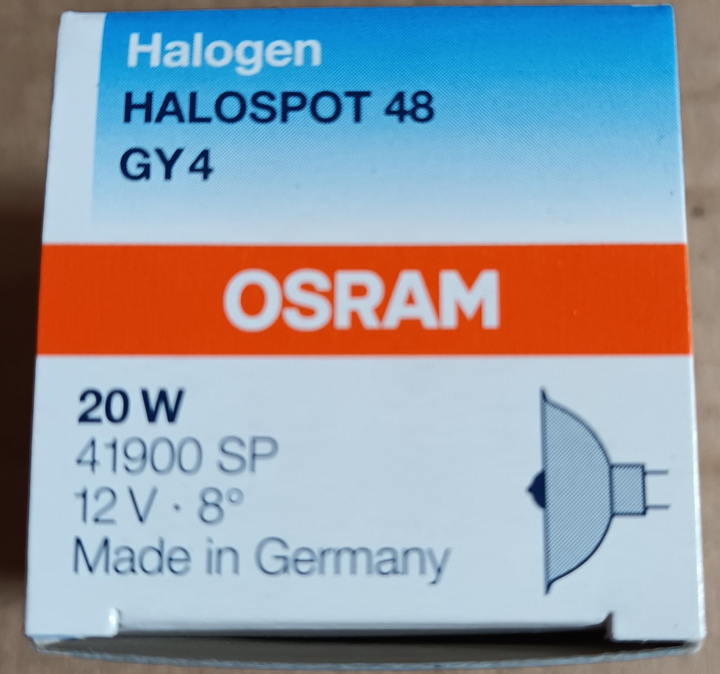 Osram 20W 12v Aluminium Halospot 48mm Reflector GY4 code 41900SP