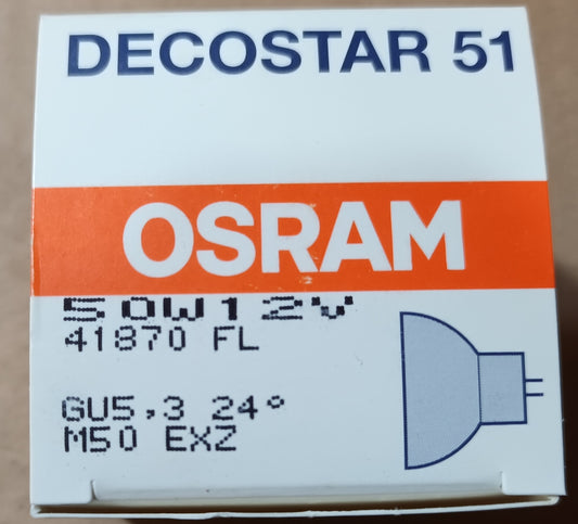 Ten x Osram Decostar 51 MR16 50Watt 12Volt M50 24° GU5.3 Cap