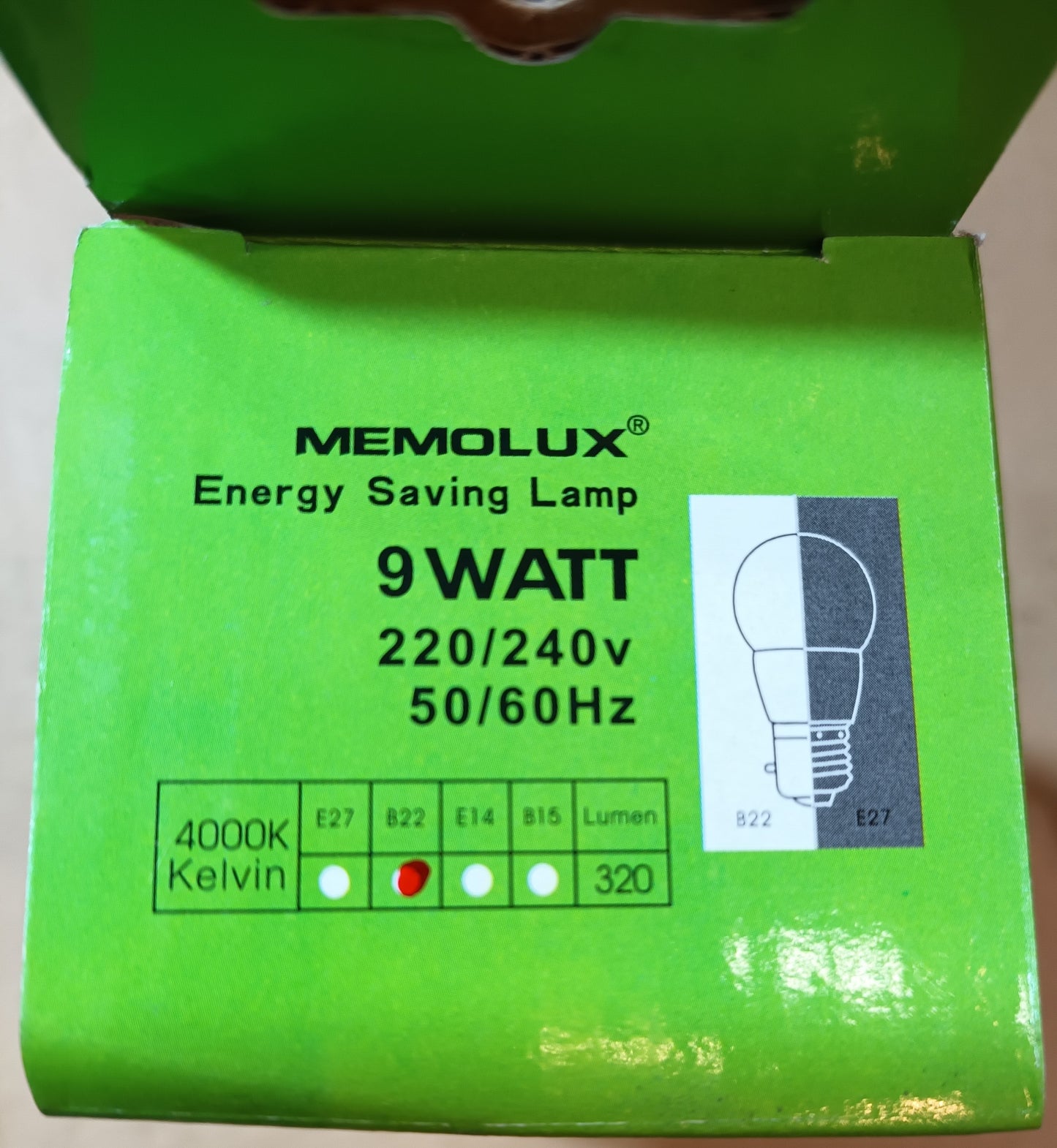 Memolux Energy Saving 9 Watts = 35w BC / B22 cap Cool White 4000k