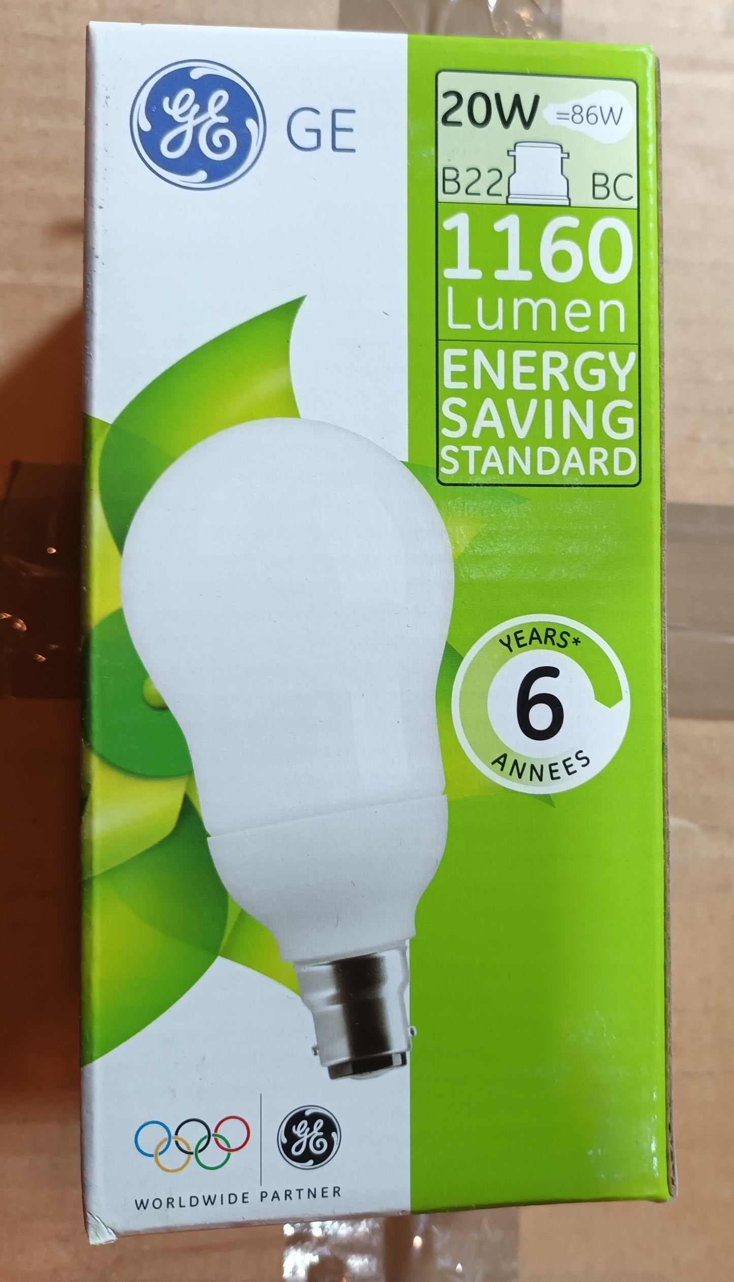 GE 20W = 86W Large GLS CFL Low Energy Lamp Warm White BC / B22 Cap as low </p>£3
