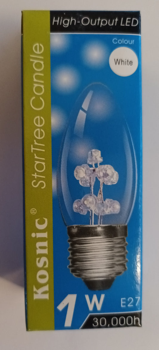 LED Candle 1 Watt ES / E27 White Energy Saving Light Bulb by Kosnic from £3.50