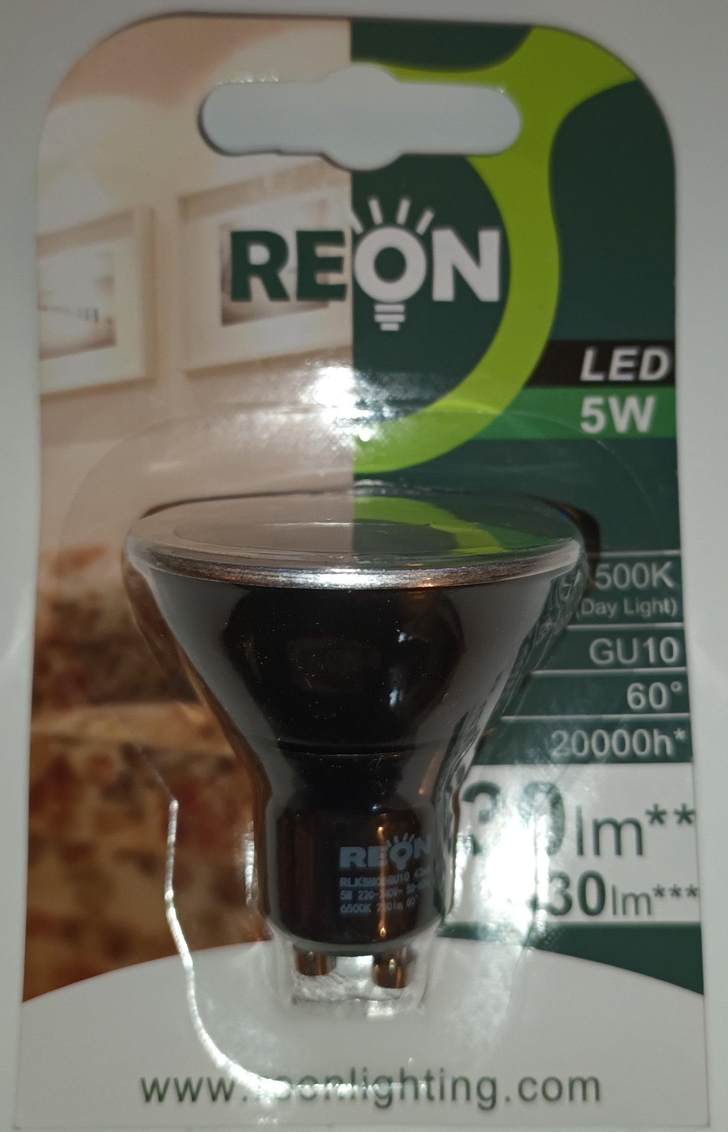 Gu10 LED 5W Daylight / 6500k.  60 degree By Reon