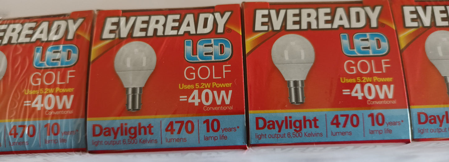 LED Golf ball sbc opal daylight 5.2w = 40w pack of five