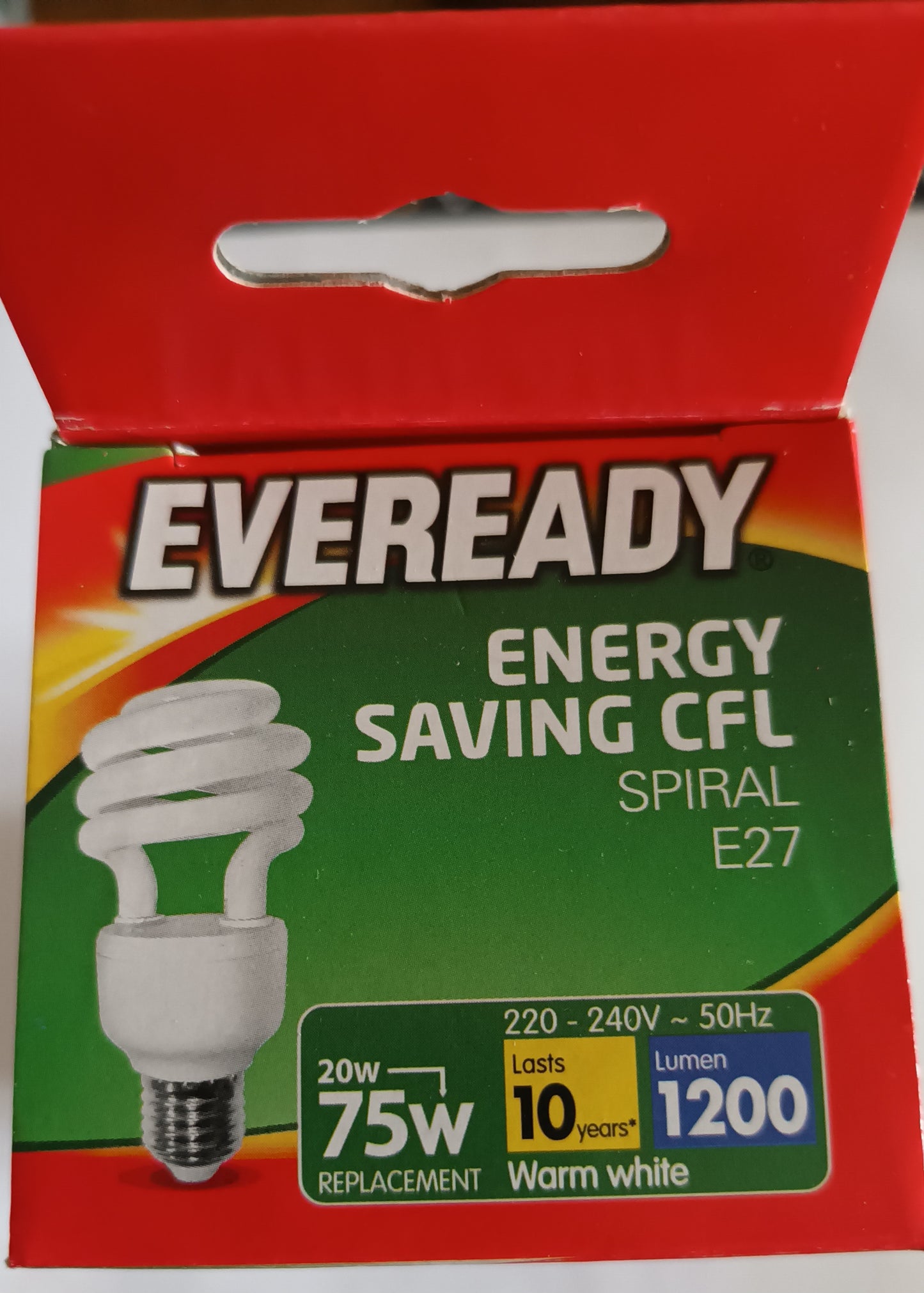 20W Energy Saving CFL Spiral E27 / ES Warm White by Eveready