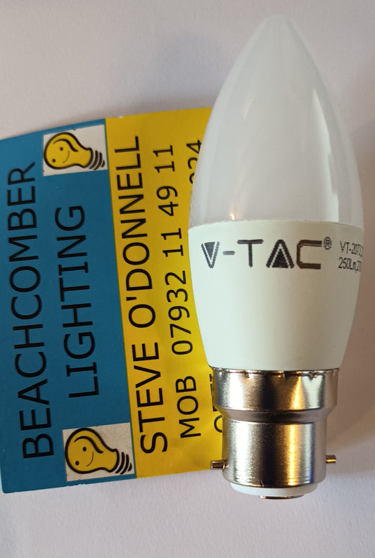 Candle LED 3 WATT BC / B22 warm white opal