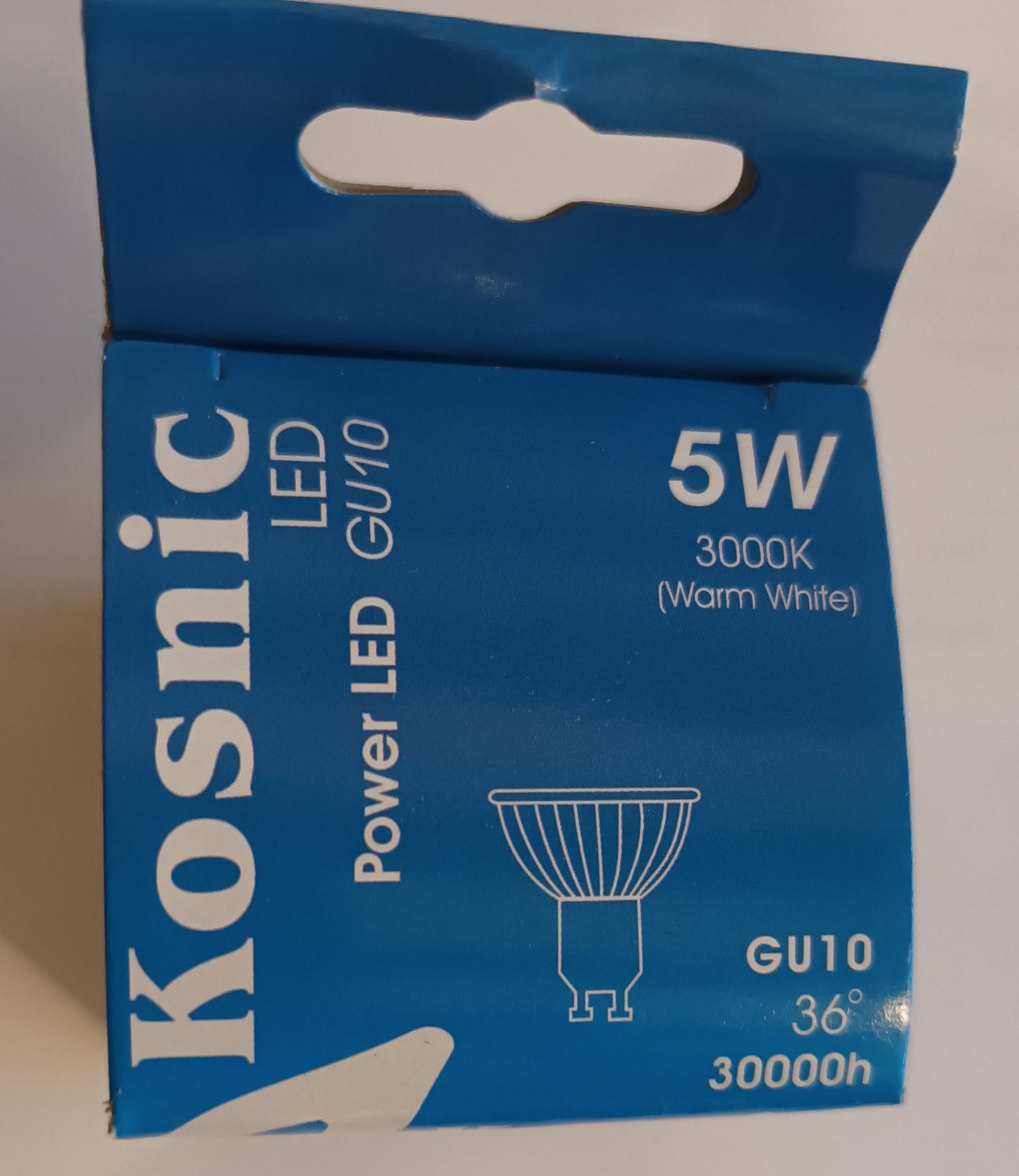 GU10 LED 5w = 42w warm white 36deg 30,000hrs life by Kosnic