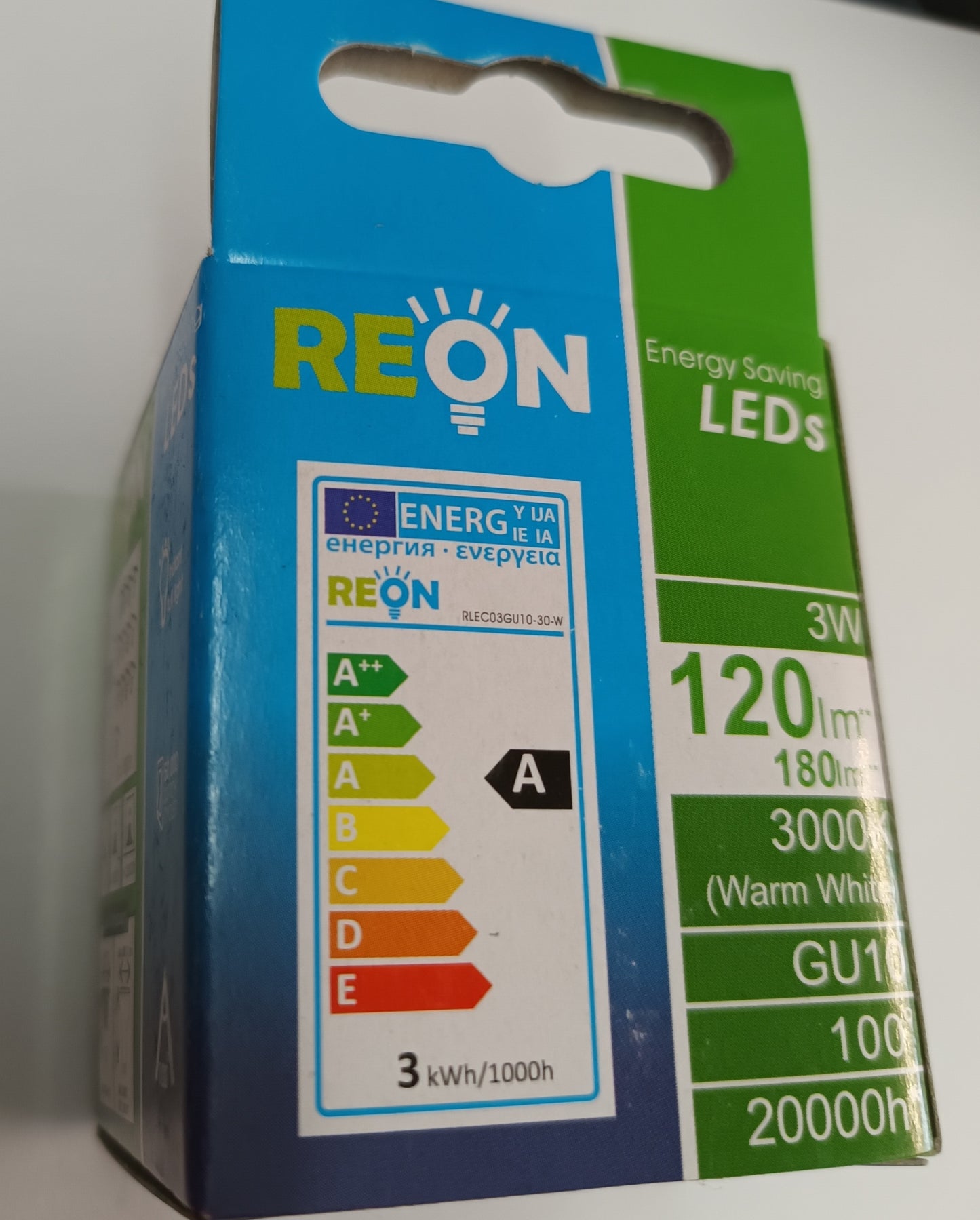 Reon GU10 3WATT = 120lm LED Warm White 20,000hrs pack of ten