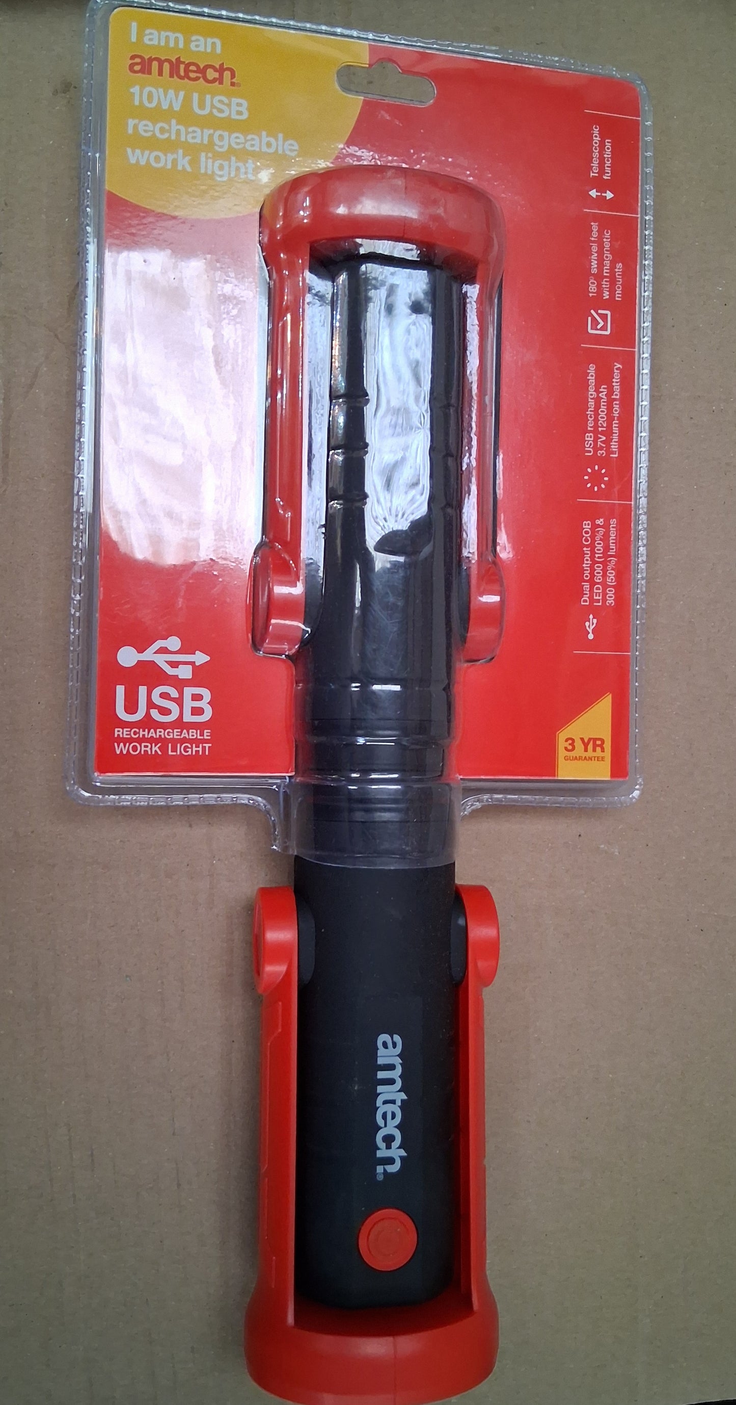 10 watt work light usb rechargeable by amtech