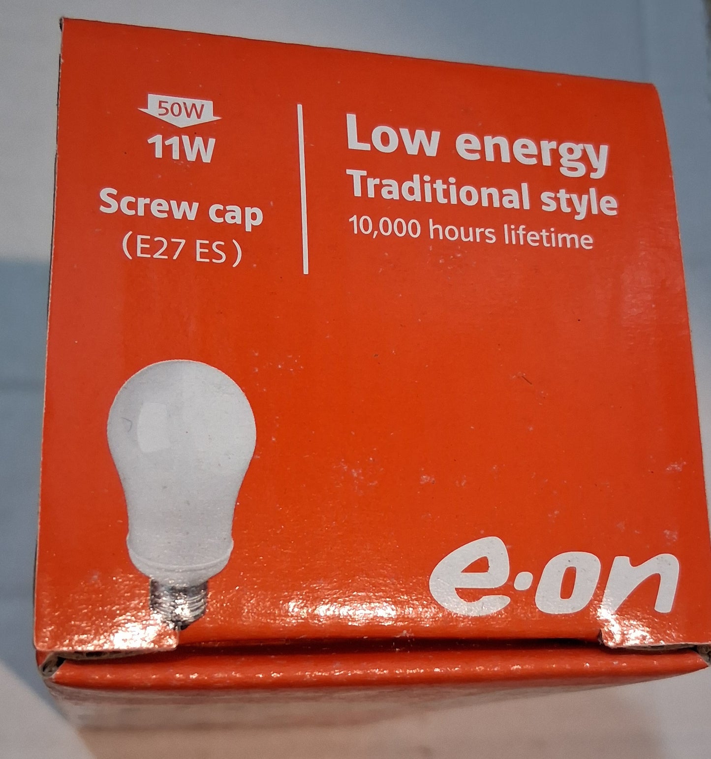 E-On E27 11 Watt = 600lm CFL Energy Saving Lightbulb  ES Screw Cap GLS warm white