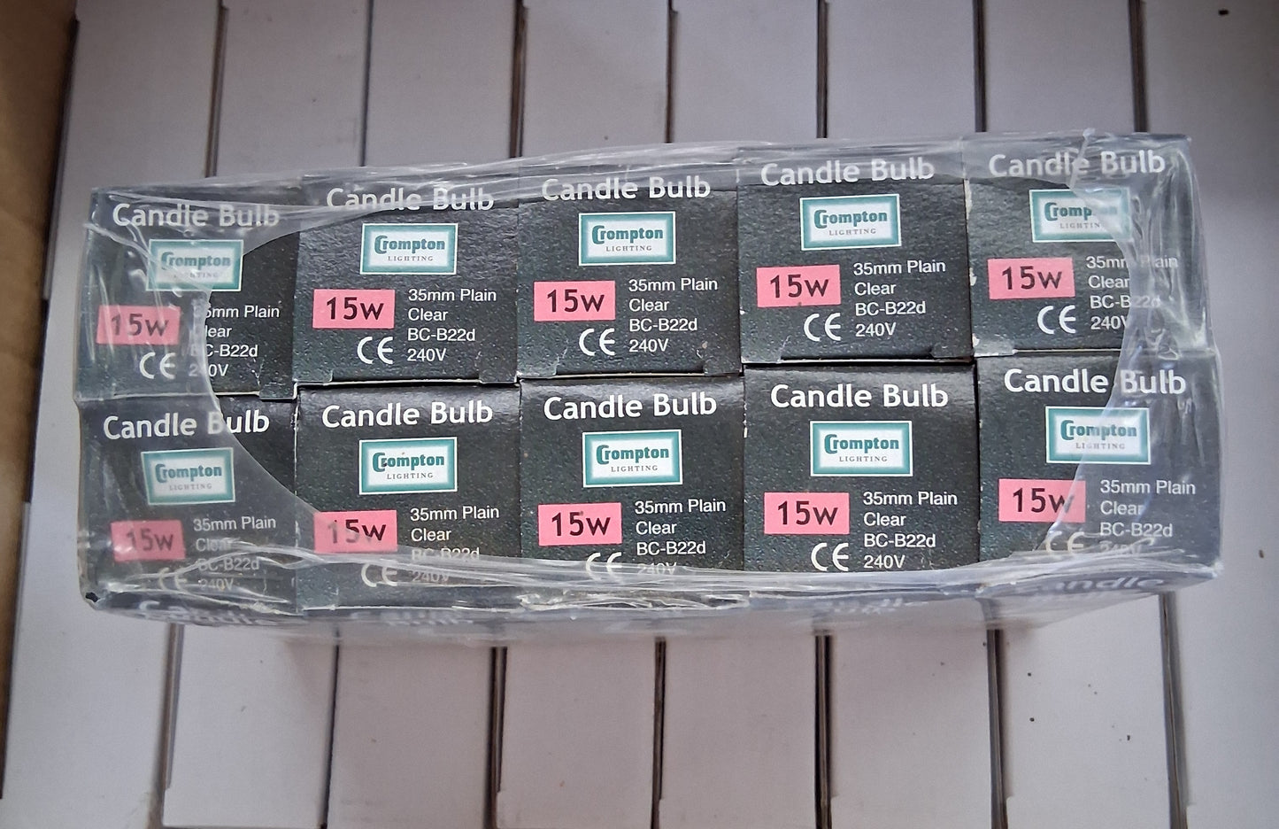 15 Watt candle BC / B22 Clear by Crompton pack of ten £22