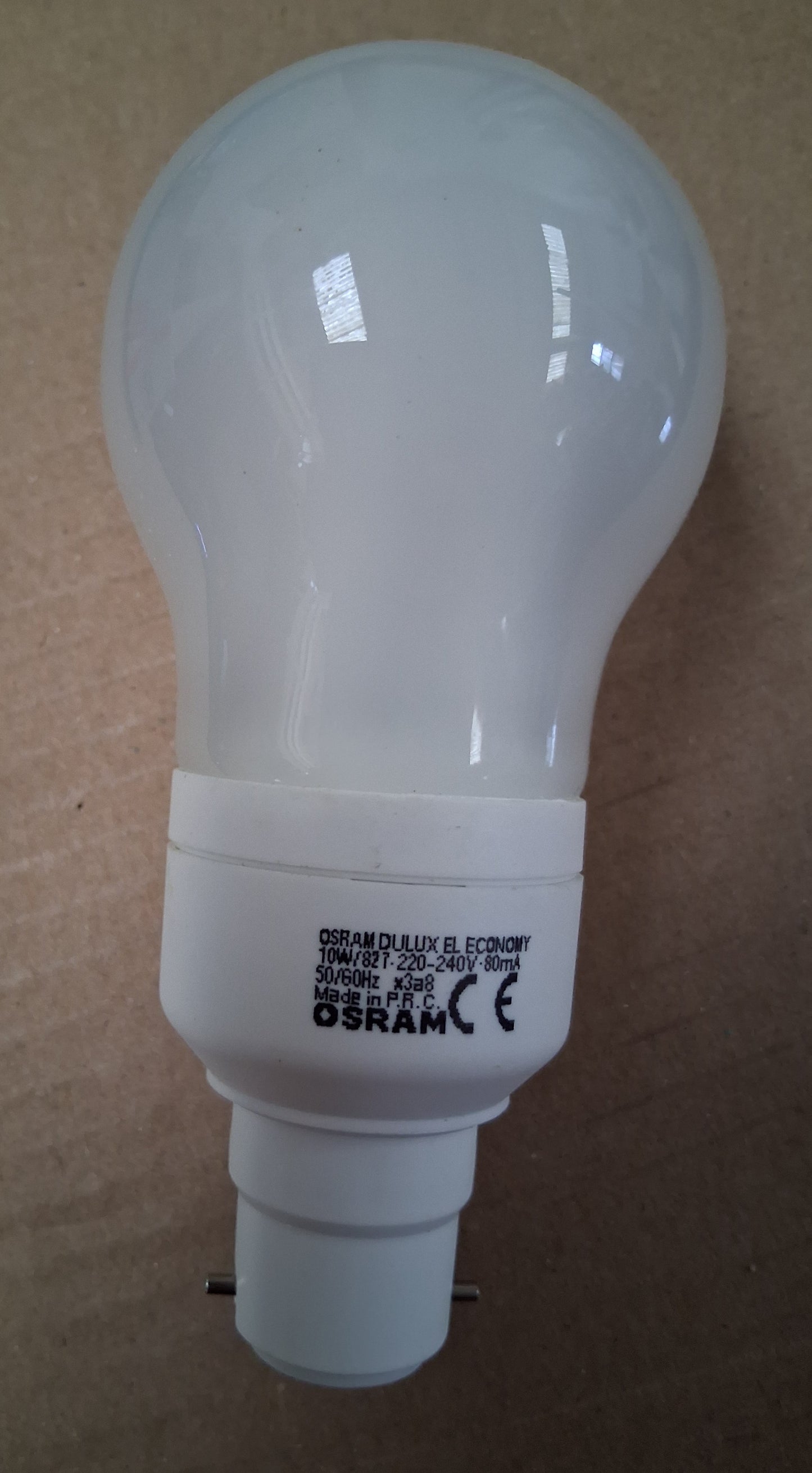 Energy saver dulux el 10 watt = 50 watt bc / B22 cap warm white by Osram