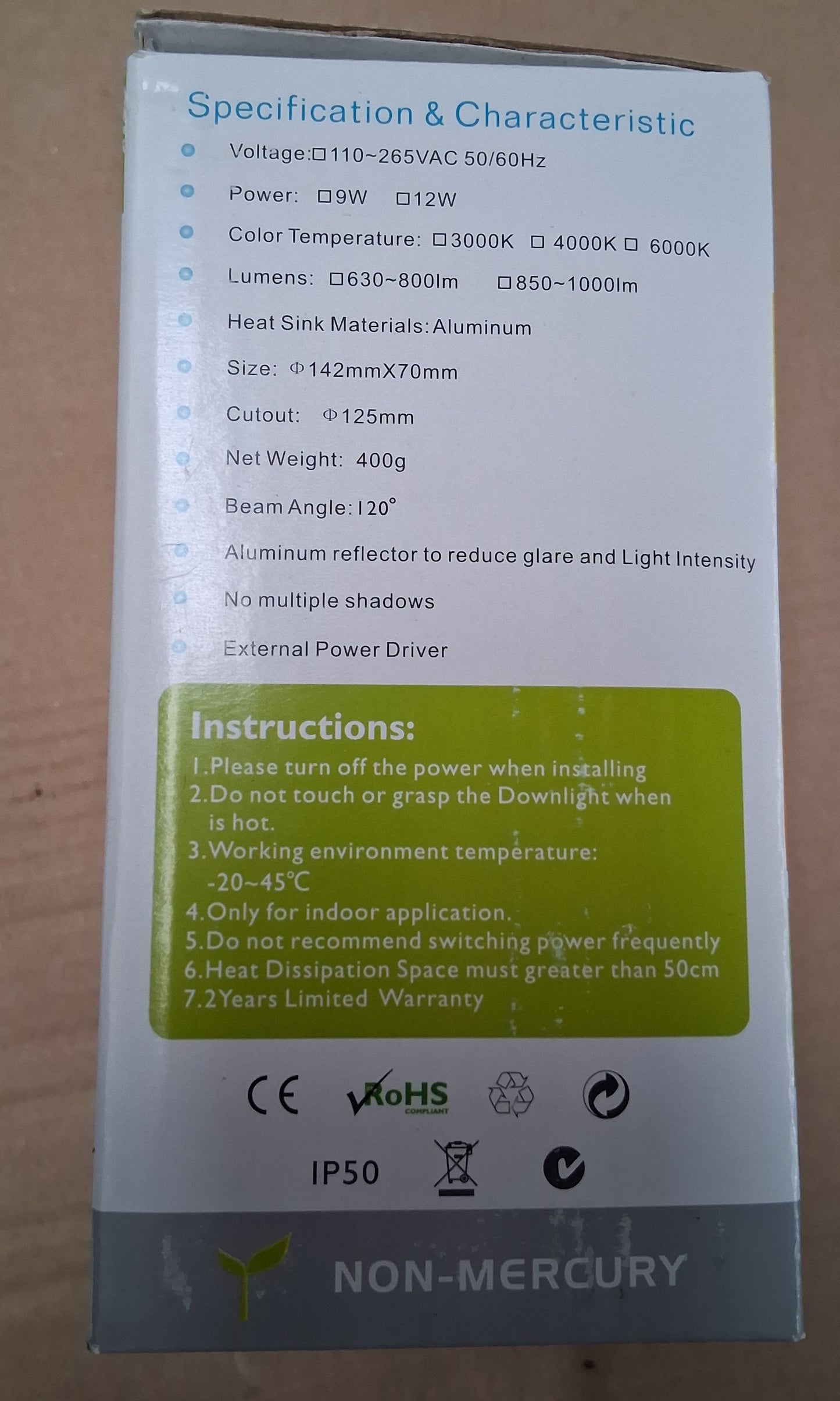 COB LED downlight 12 watt cool white cut out 125mm from £17.50