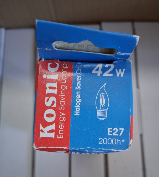 candle ES / E27 Clear bent tip 42 watt halogen = 60 watt by Kosnic