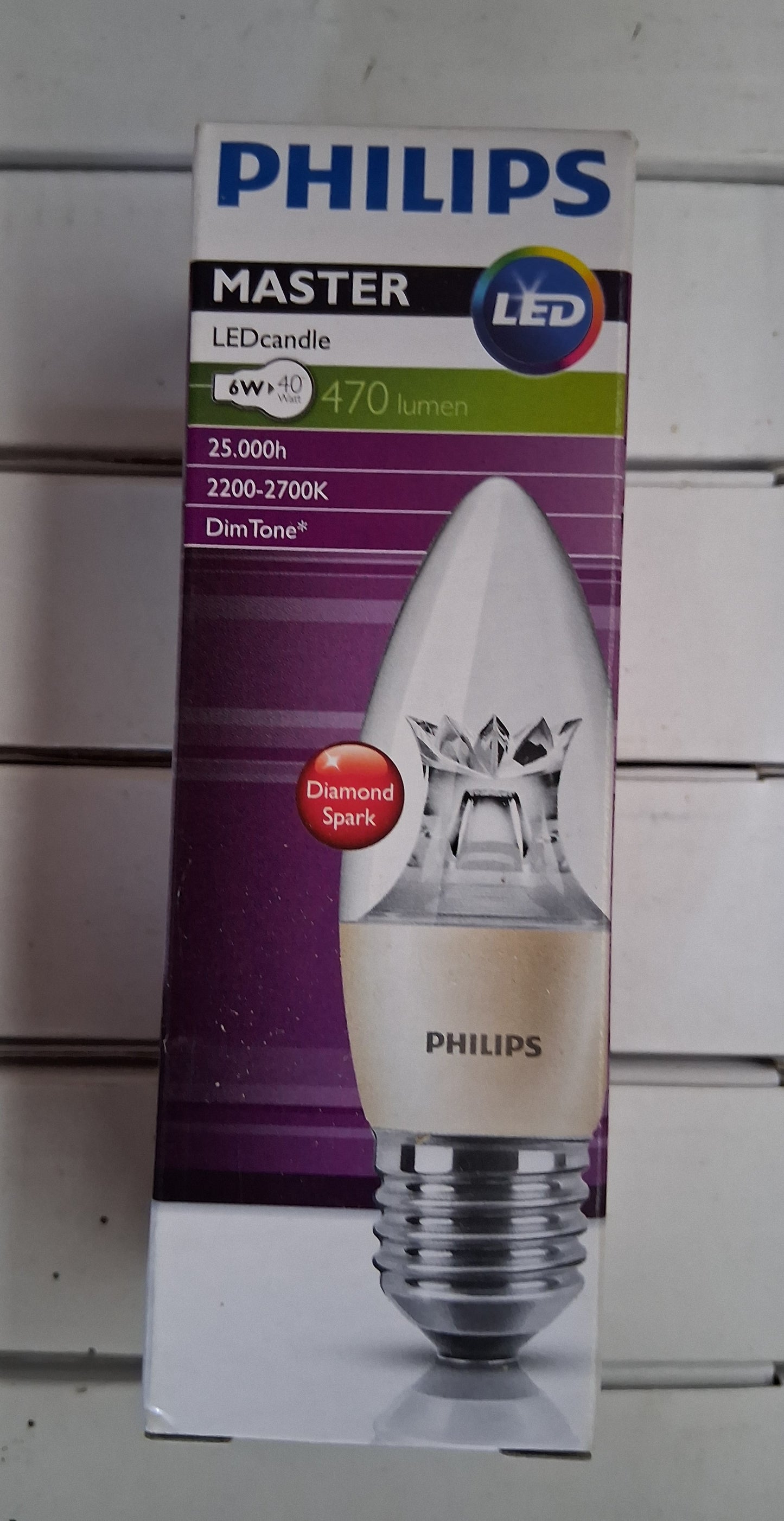 philips candle LED 6 watt clear dim tone ES / E27 Warm white diamond spark