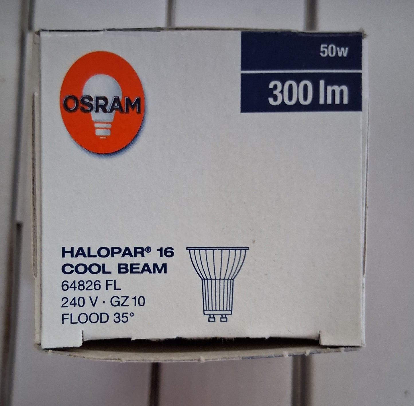 GZ10 240 VOLT 50 watt Flood halopar 16 cool beam by osram code 64826 fl.