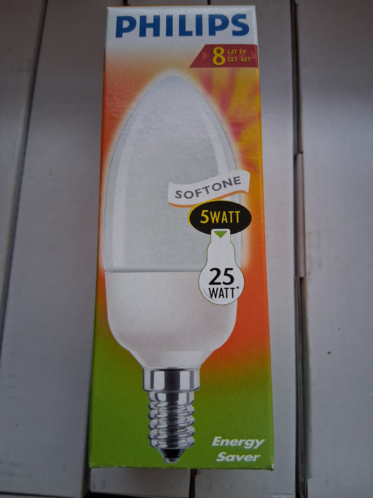 Philips softone candle 5 watt = 25 watt ses / E14 Energy saver from £6.75