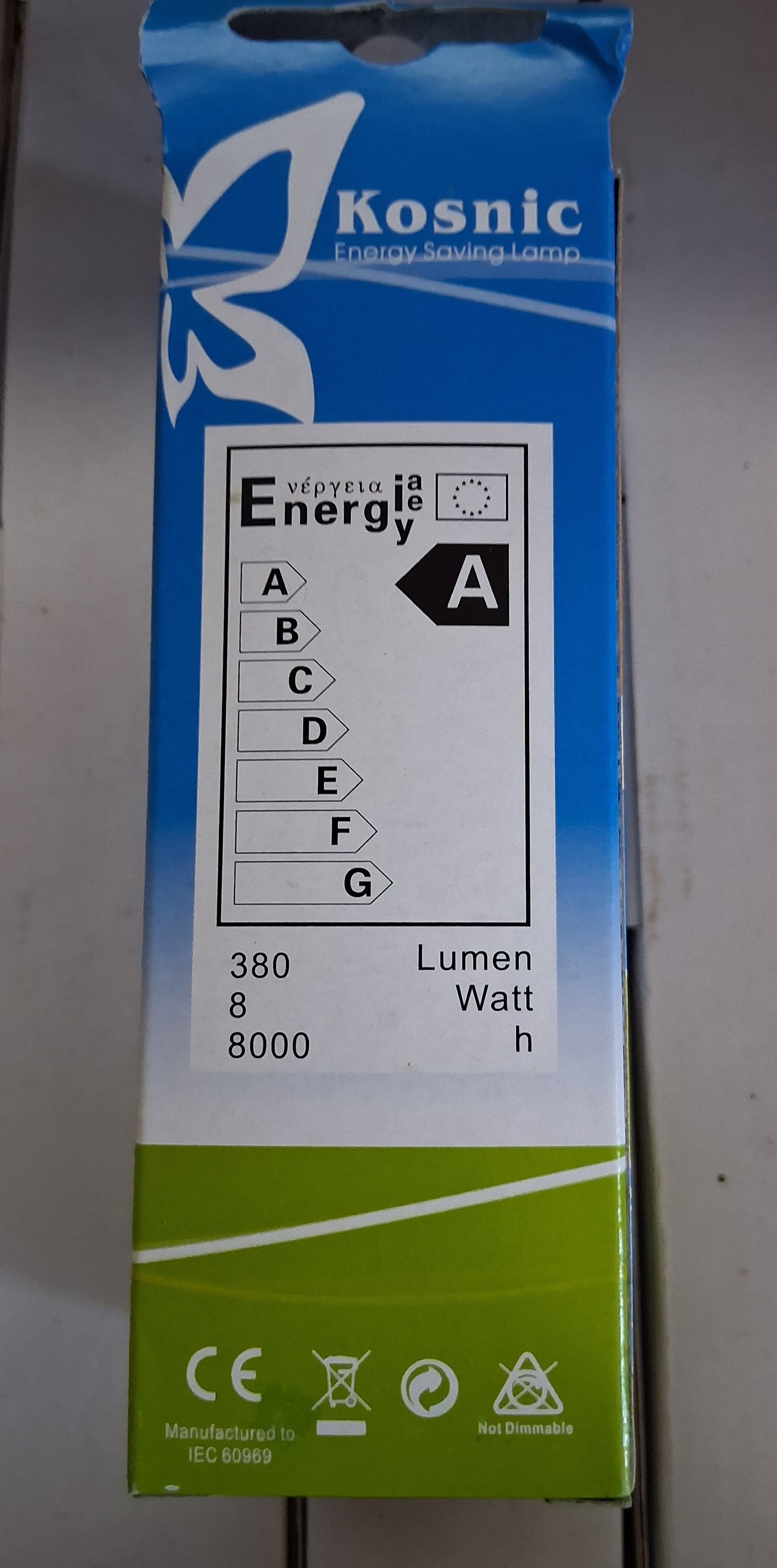 8 Watt candle ES / E27 Opal 380lm warm white cfl type by Kosnic