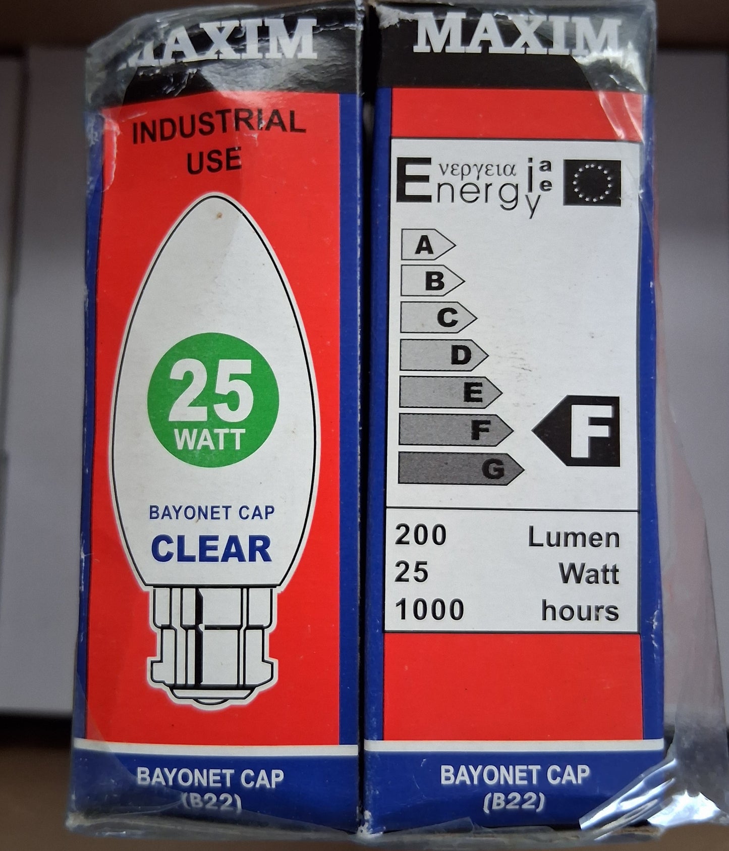 25 watt candle BC / B22 Clear pack of 10 for £12