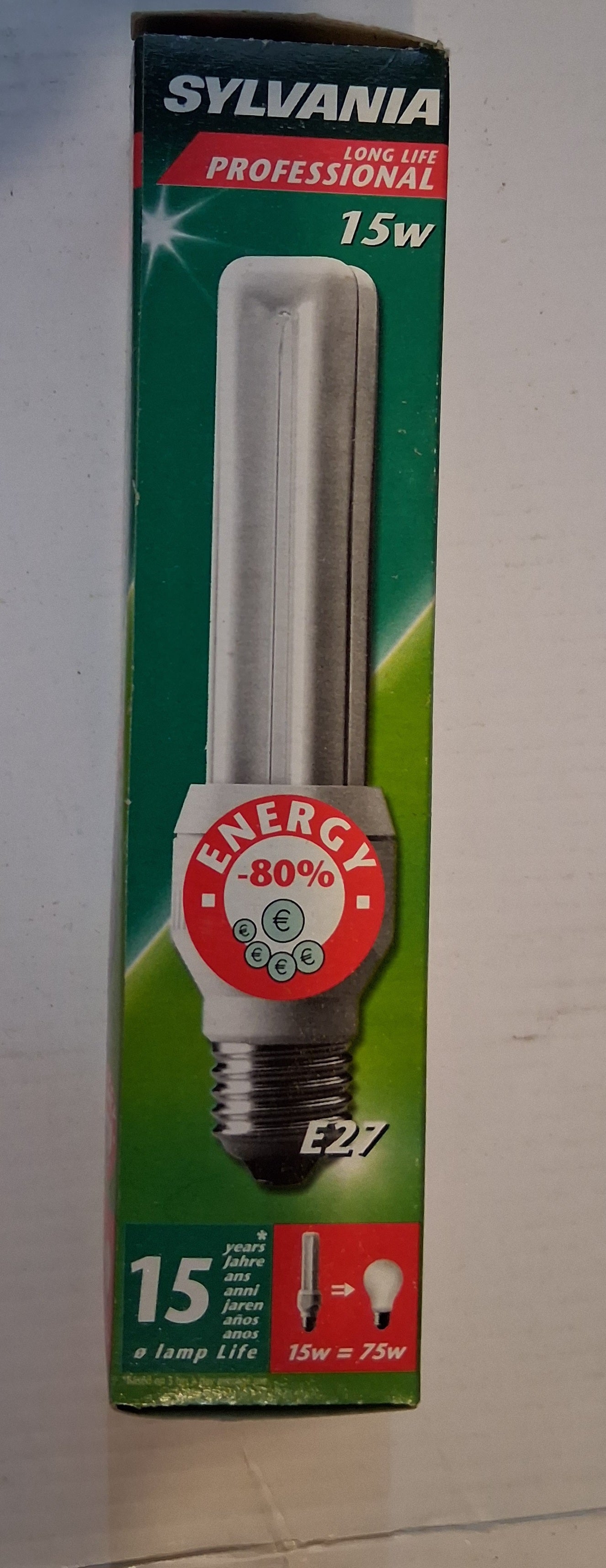 15 watt = 75 watt ES / E27 Warm white by Sylvania