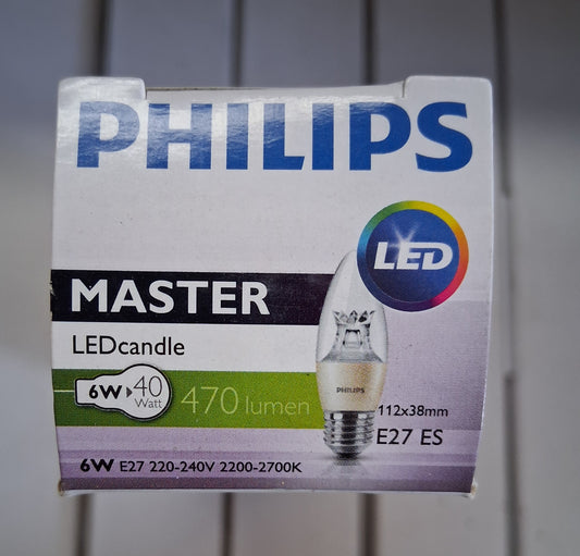 philips candle LED 6 watt clear dim tone ES / E27 Warm white diamond spark