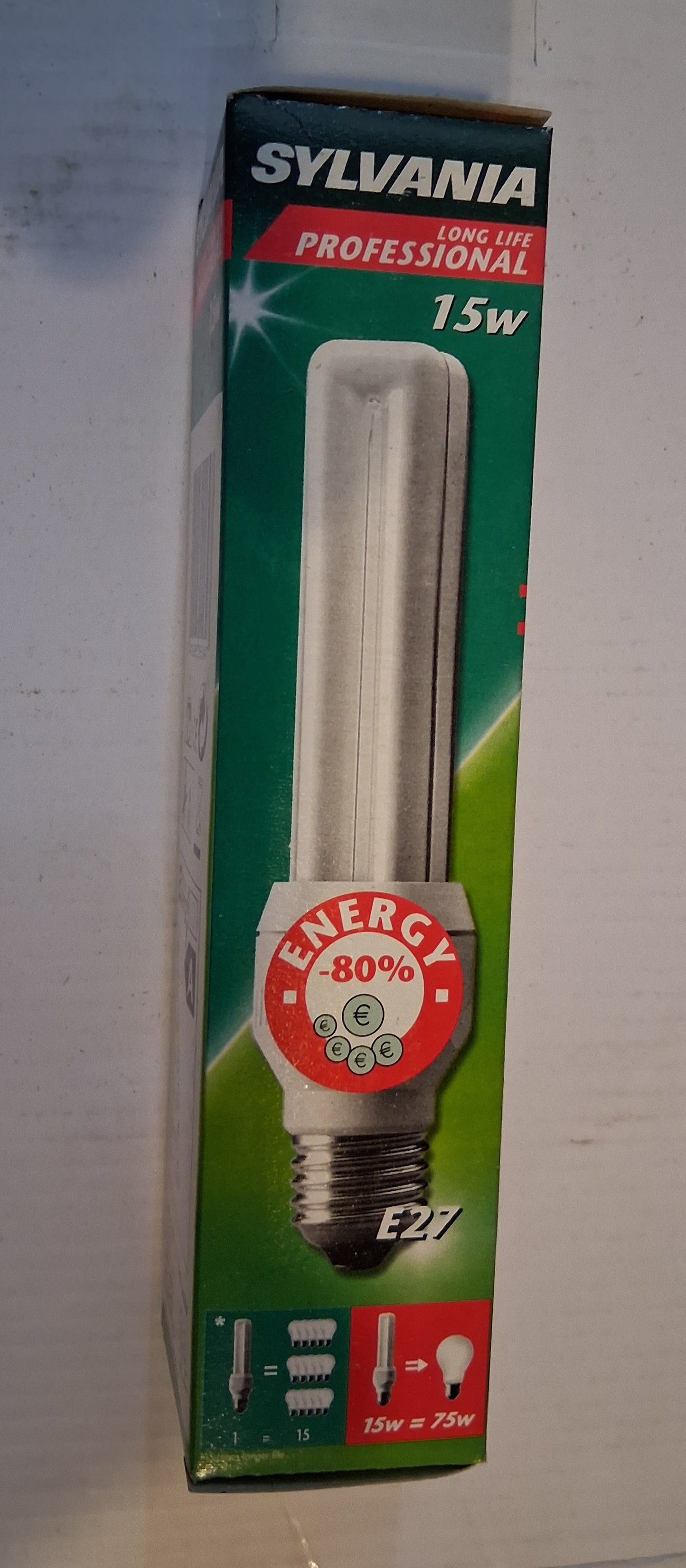 15 watt = 75 watt ES / E27 Warm white by Sylvania