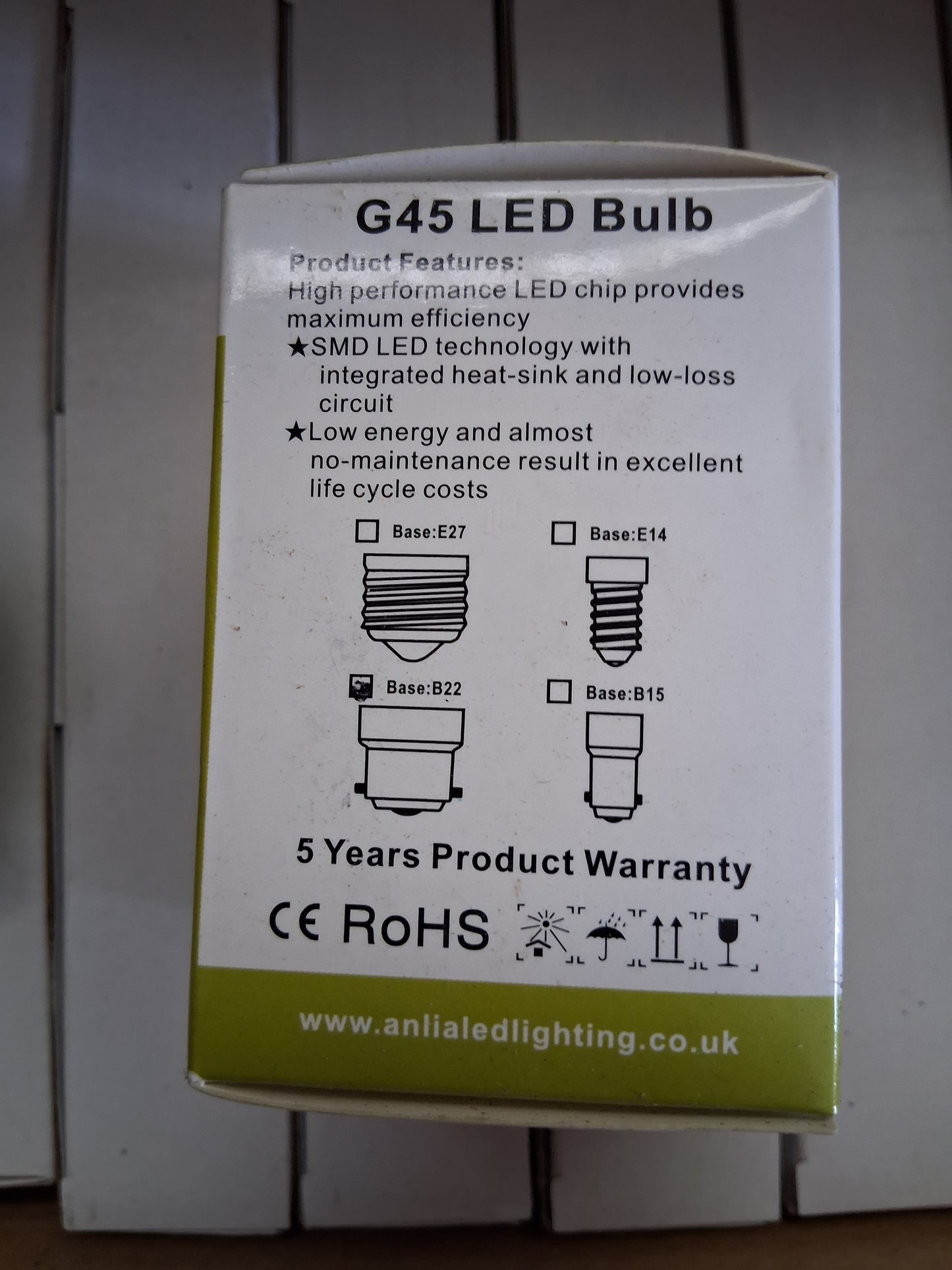 Golfball 45mm round LED 2 Watts warm white BC / B22.