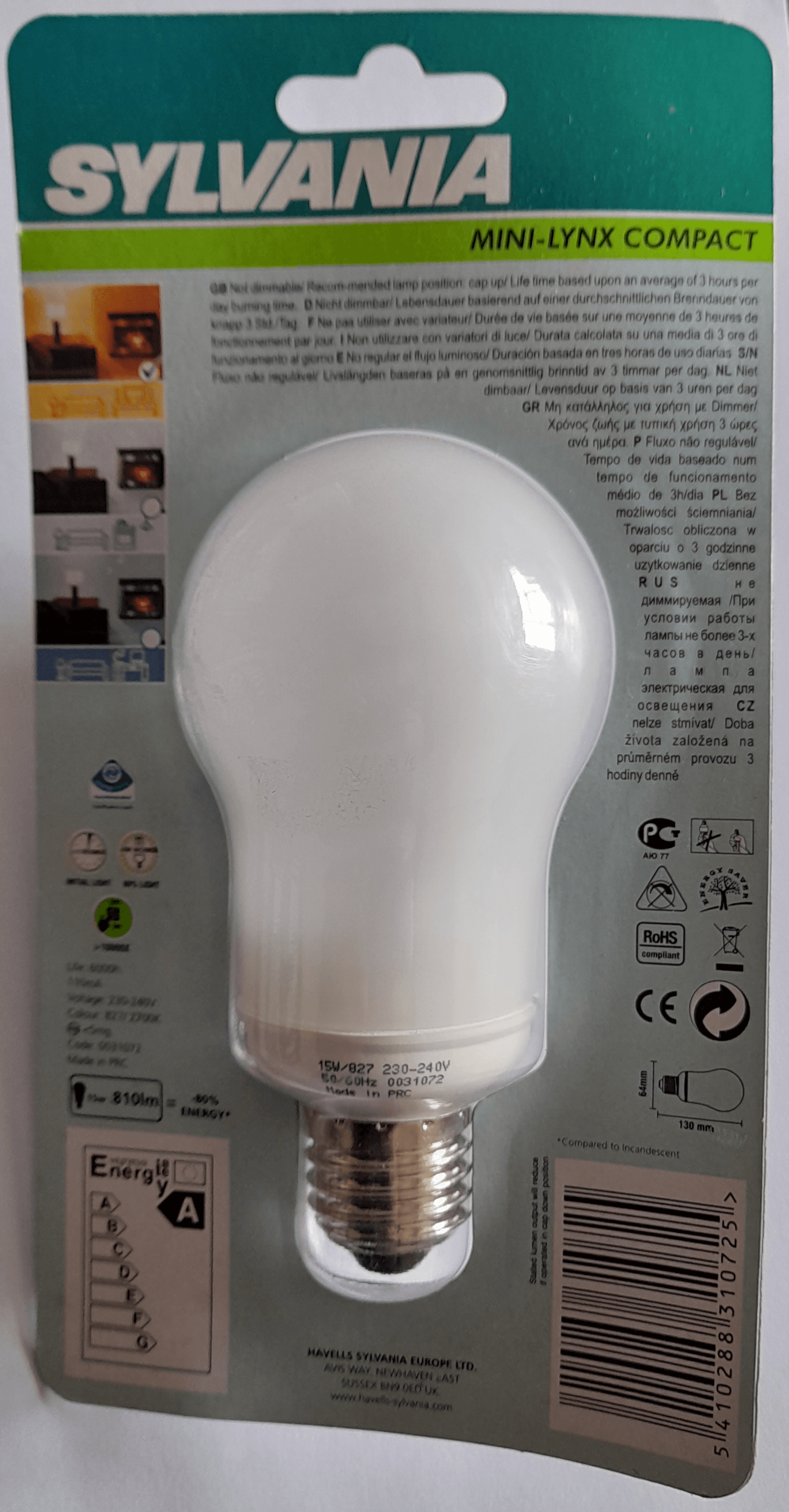 MINI LYNX COMPACT ENERGY SAVER 15W WARM WHITE E27 / ES CAP By SYLVANIA - Beachcomber Lighting