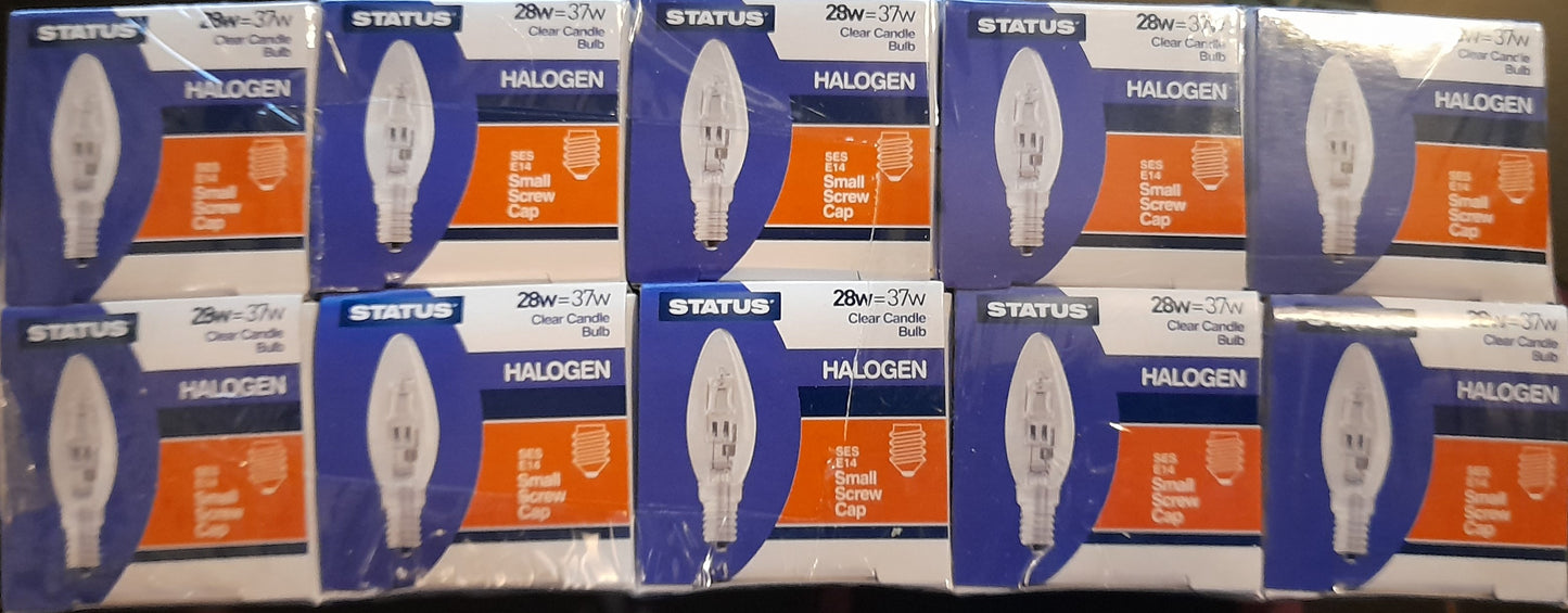 Ten X 28W Halogen Candle SES Clear