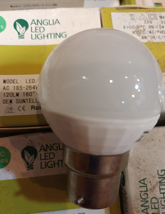 LED Golfball 3W BC / B22 warm white