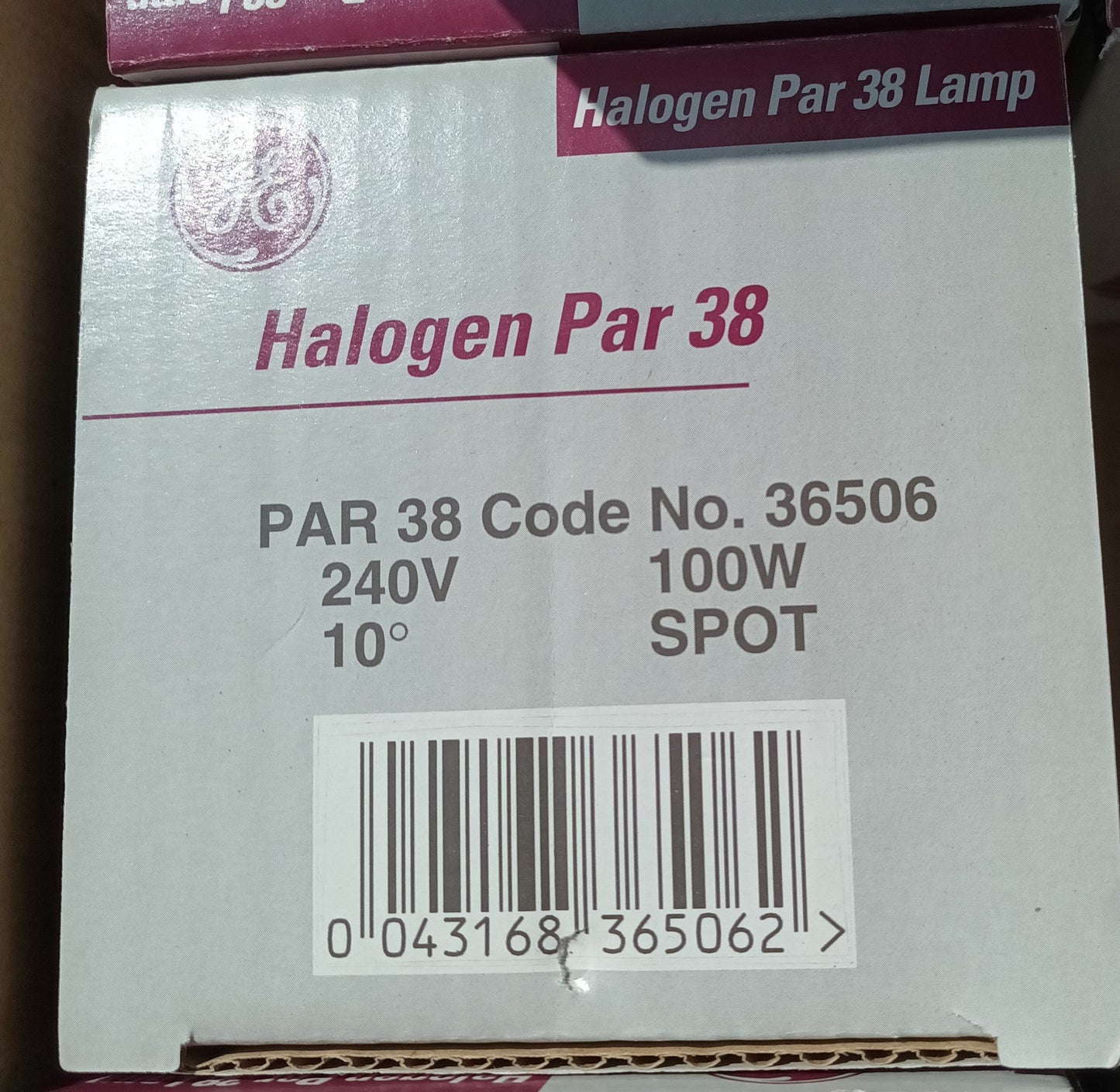 GE  Par38 100W 10° Spot Halogen  code 36506