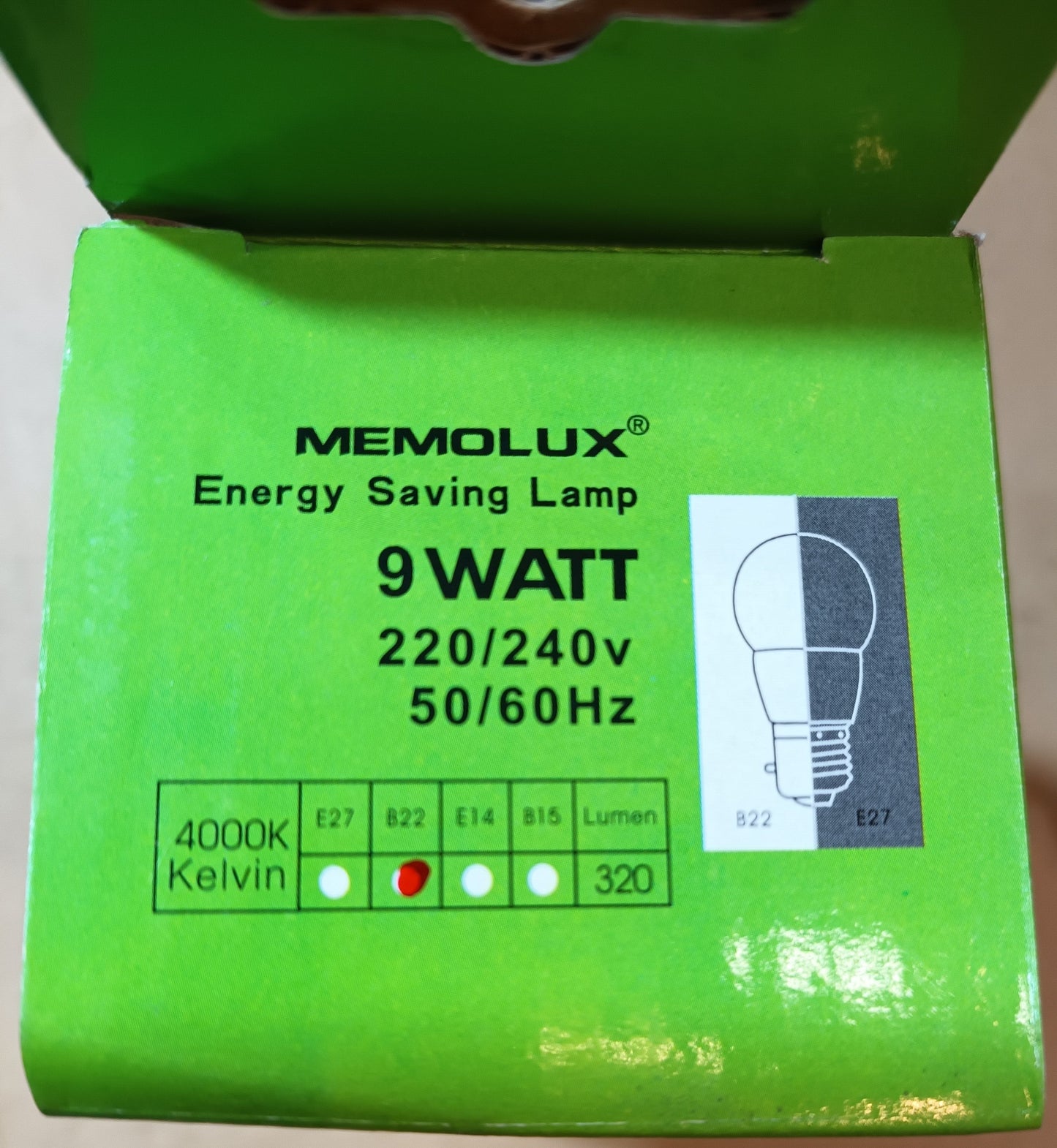 Memolux Energy Saving 9 Ws = 35w BC / B22 cap Cool White 4000k