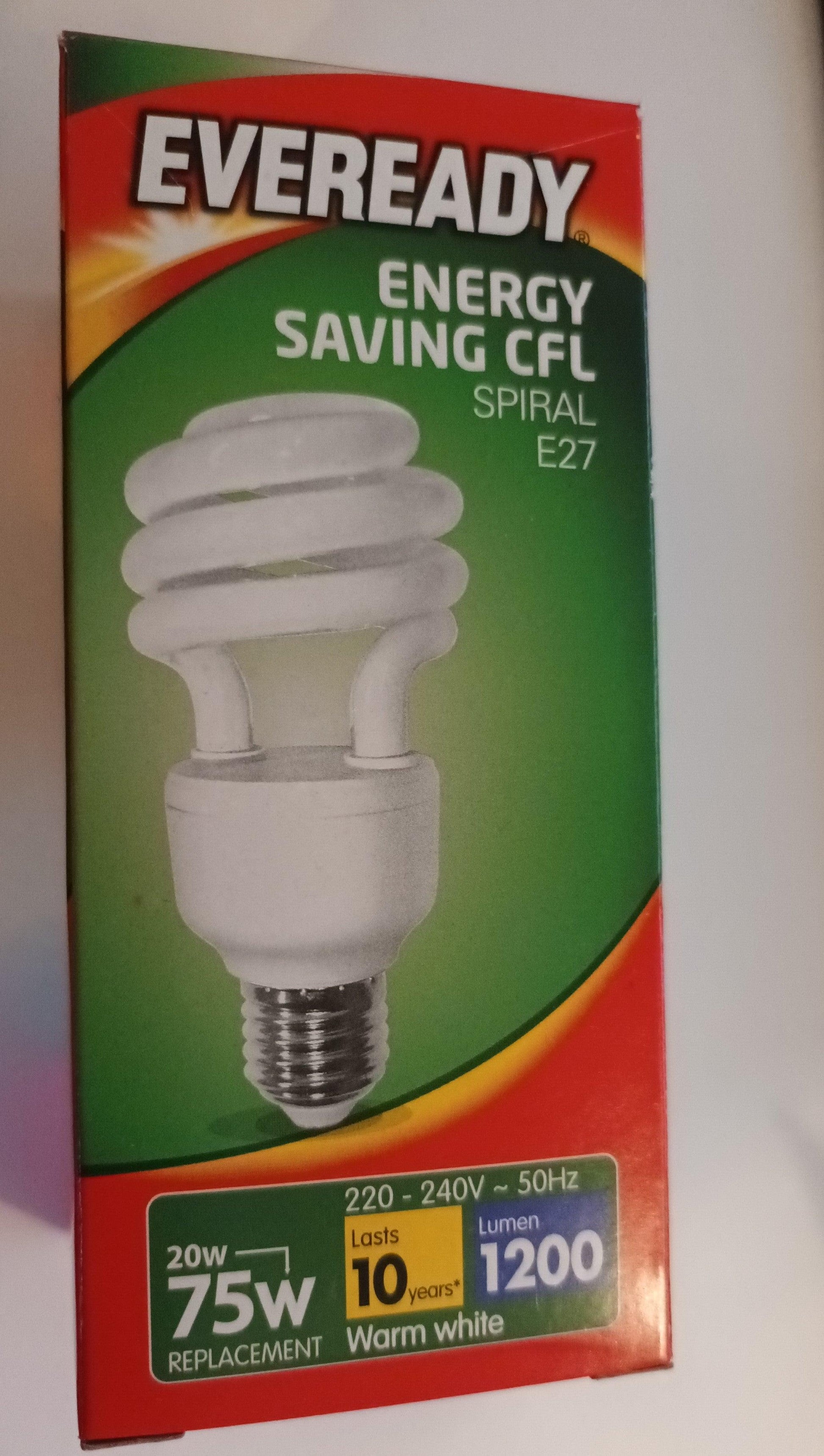 20W Energy Saving CFL Spiral E27 / ES Warm White by Eveready - Beachcomber Lighting
